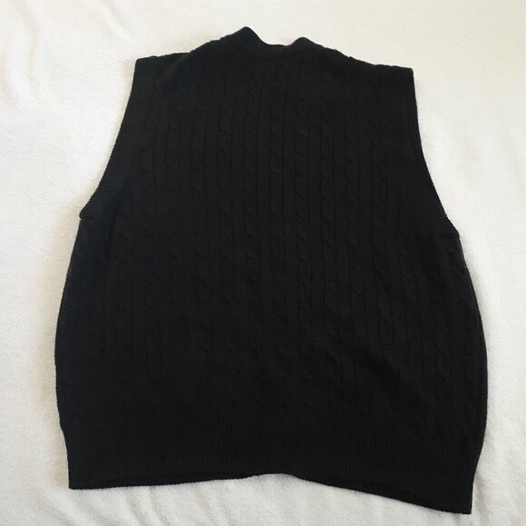 TakeEasy Men's Size Medium Black Raccu Cable Knit Button Up Korean Brand Vest - Picture 11 of 13